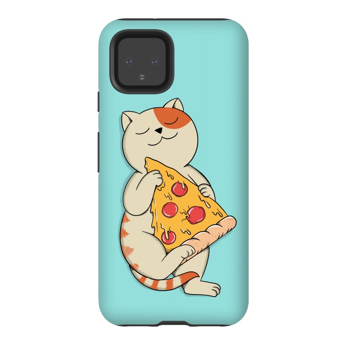 Pixel 4 StrongFit Cat and Pizza by Coffee Man