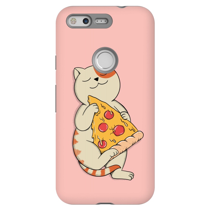 Pixel StrongFit Cat and Pizza Pink por Coffee Man