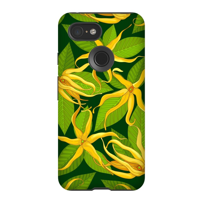 Pixel 3 StrongFit Ylang Ylang Exotic Scented Flowers and Leaves by BluedarkArt