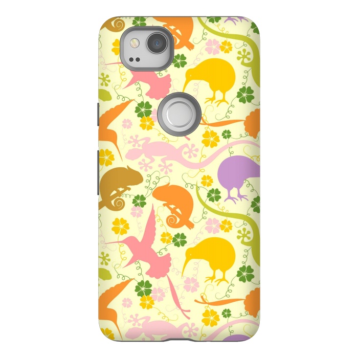 Pixel 2 StrongFit Animals Exotic Pastel Colors Shapes Pattern by BluedarkArt
