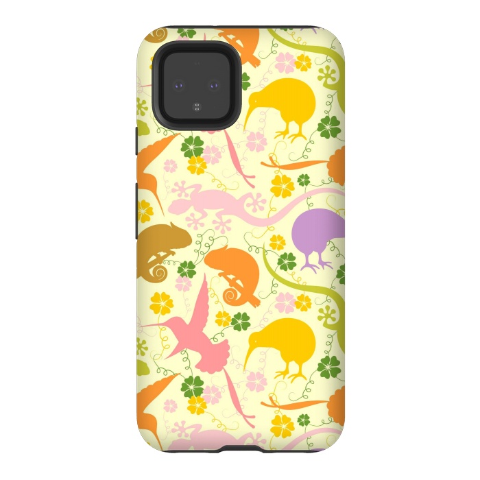 Pixel 4 StrongFit Animals Exotic Pastel Colors Shapes Pattern by BluedarkArt