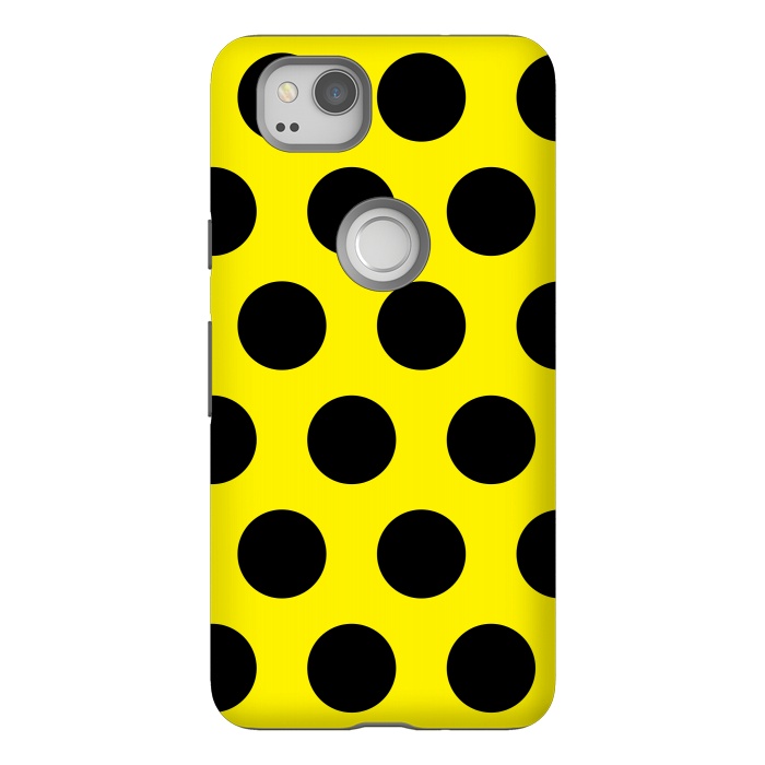 Pixel 2 StrongFit Black Circles on Yellow Background by Bledi