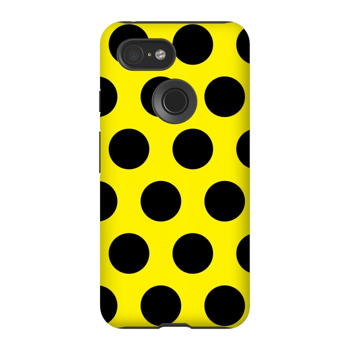 Pixel 3 StrongFit Black Circles on Yellow Background by Bledi