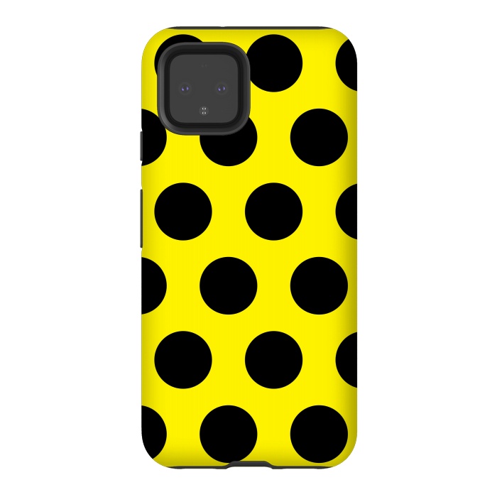 Pixel 4 StrongFit Black Circles on Yellow Background by Bledi