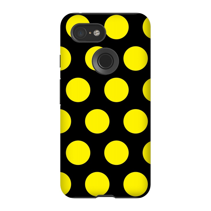Pixel 3 StrongFit Yellow Circles on Black Background by Bledi