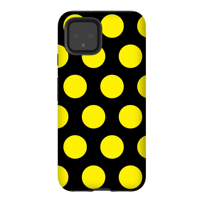 Pixel 4 StrongFit Yellow Circles on Black Background by Bledi