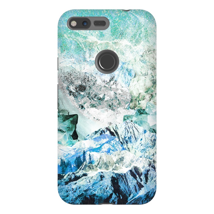 Pixel XL StrongFit Icy mountains and precious gemstones by Oana 