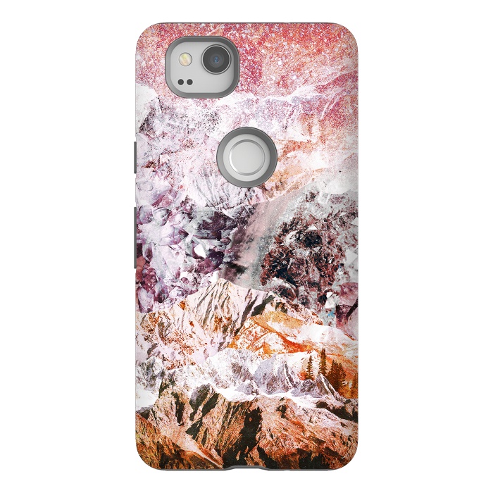 Pixel 2 StrongFit Pink geode crystals landscape by Oana 