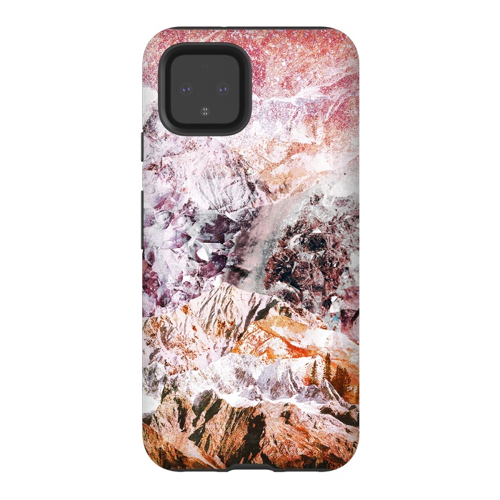 Pixel 4 StrongFit Pink geode crystals landscape by Oana 