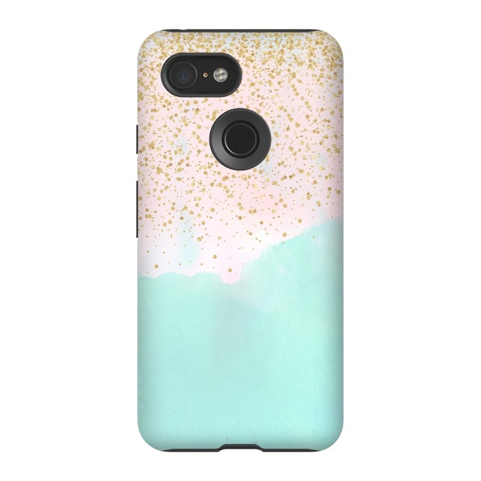 Pixel 3 StrongFit Watercolor abstract and golden confetti design by InovArts