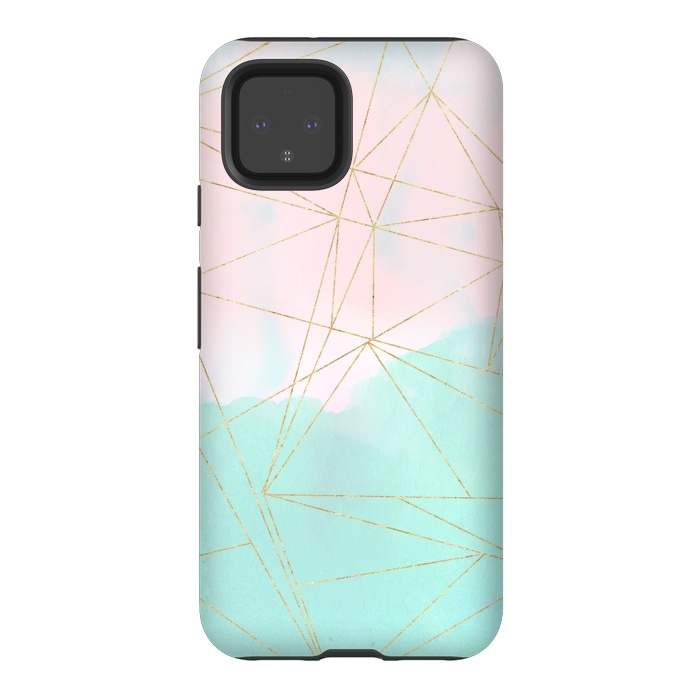 Pixel 4 StrongFit Watercolor abstract and golden triangles design by InovArts