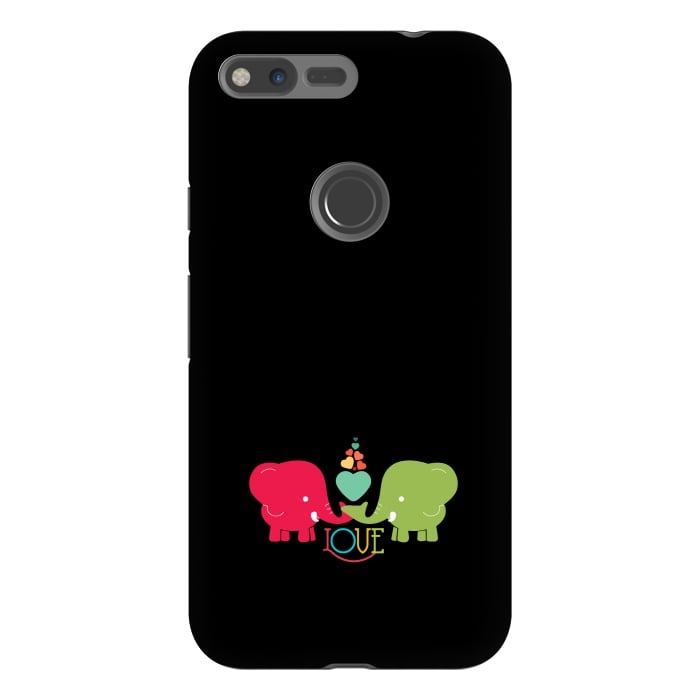 Pixel XL StrongFit colorful elephants love by TMSarts