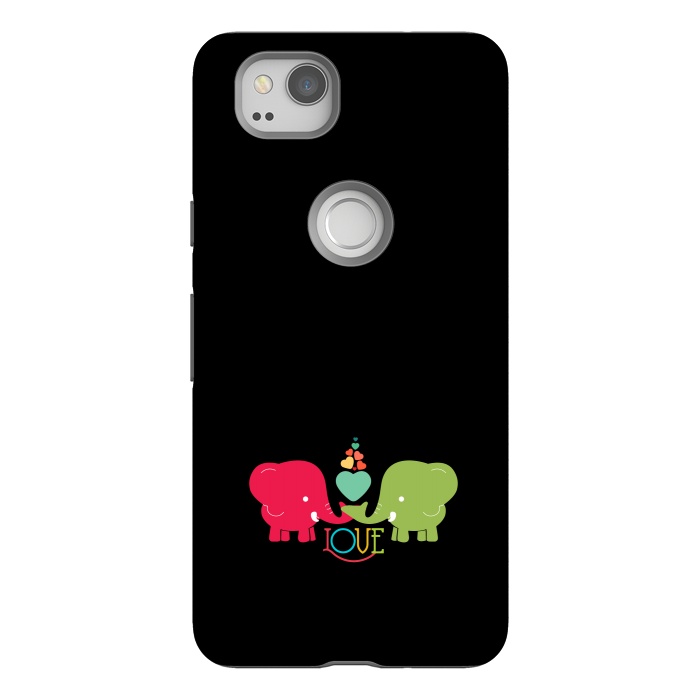 Pixel 2 StrongFit colorful elephants love by TMSarts