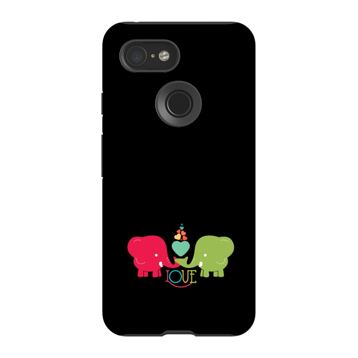 Pixel 3 StrongFit colorful elephants love by TMSarts