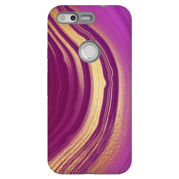 Pixel StrongFit Magenta Pink Marble and gold gemstone  by  Utart