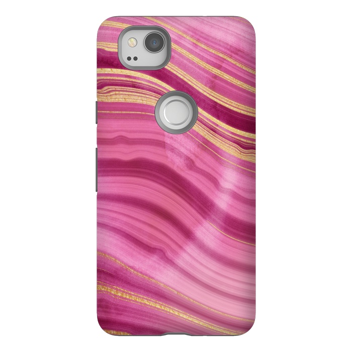 Pixel 2 StrongFit Pink and Gold Mermaid Glitter Marble Waves by  Utart