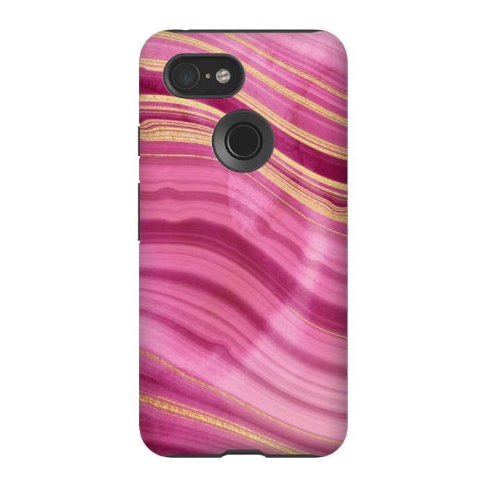 Pixel 3 StrongFit Pink and Gold Mermaid Glitter Marble Waves by  Utart