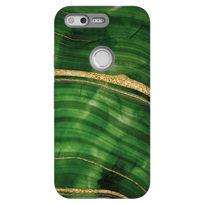 Pixel StrongFit Malachite Green Marble with Gold veins by  Utart