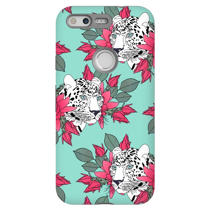 Pixel StrongFit Stylish leopard and cactus flower pattern by InovArts