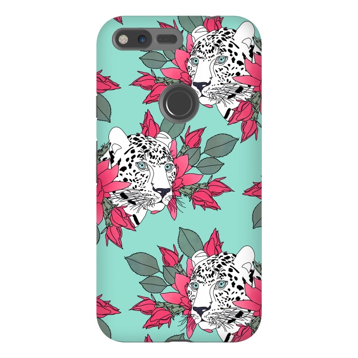 Pixel XL StrongFit Stylish leopard and cactus flower pattern by InovArts