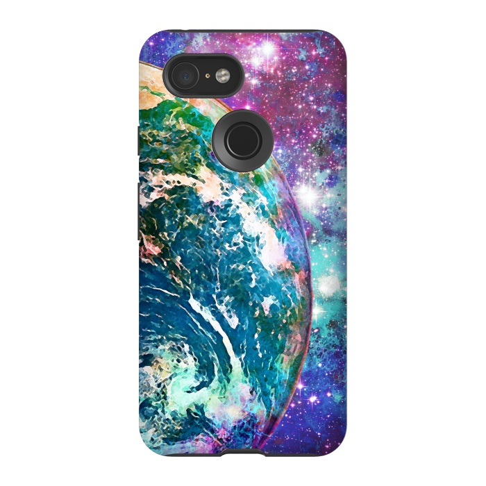 Pixel 3 StrongFit Colorful psychedelic Earth in space by Oana 