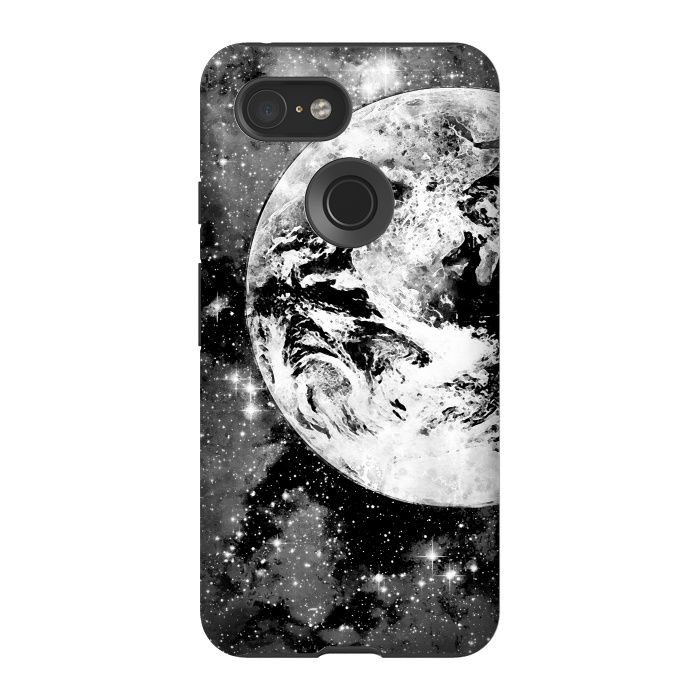 Pixel 3 StrongFit Black and white Earth in Space by Oana 