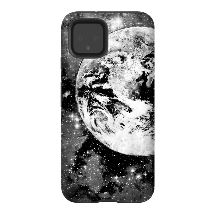 Pixel 4 StrongFit Black and white Earth in Space by Oana 