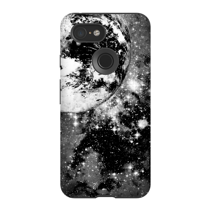 Pixel 3 StrongFit Earth in space - Black and white graphic by Oana 