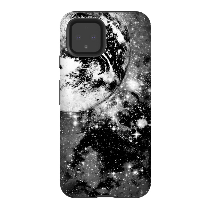 Pixel 4 StrongFit Earth in space - Black and white graphic by Oana 