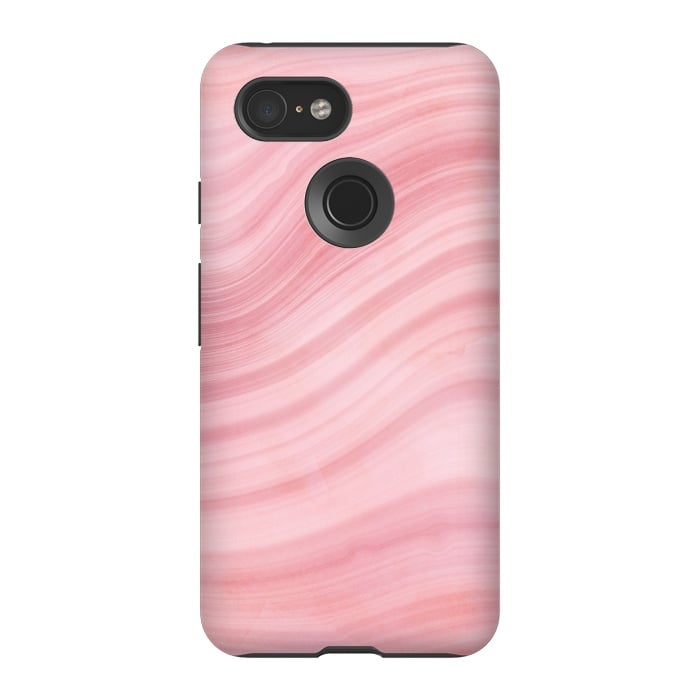 Pixel 3 StrongFit Light Pink Mermaid Waves Marble by  Utart