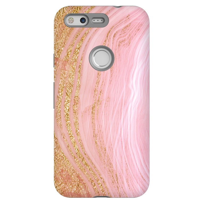 Pixel StrongFit Light Pink Mermaid Marble with Faux Gold Glitter Rain by  Utart