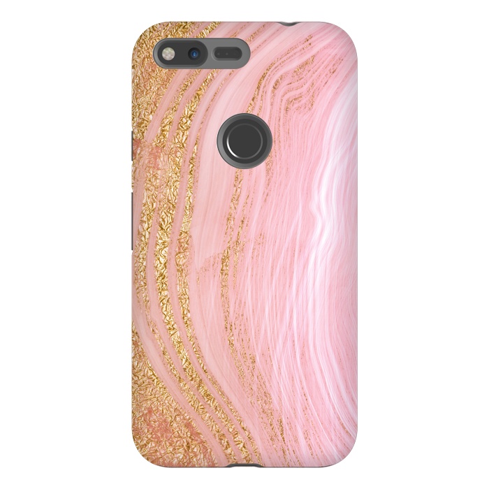 Pixel XL StrongFit Light Pink Mermaid Marble with Faux Gold Glitter Rain by  Utart