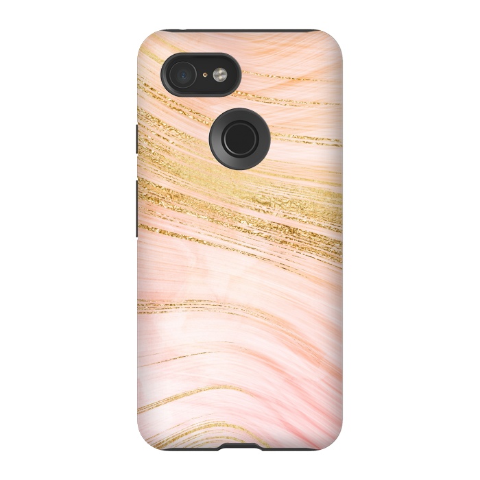 Pixel 3 StrongFit Pink Mermaid Lush Marble with Faux Gold Veins by  Utart