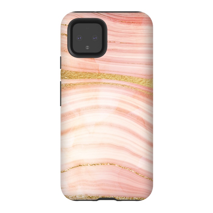 Pixel 4 StrongFit Blush Mermaid Marble with Faux Gold Veins by  Utart