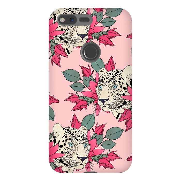Pixel XL StrongFit Classy cactus flowers and leopards design by InovArts