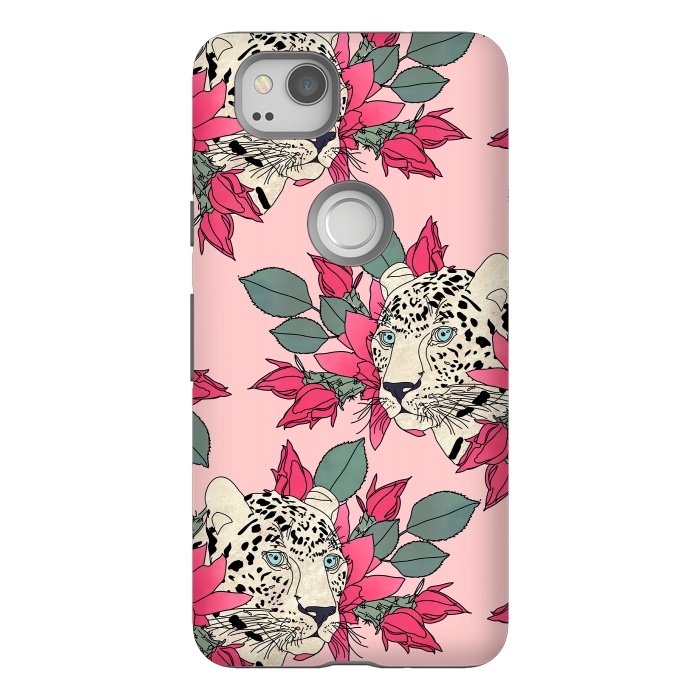 Pixel 2 StrongFit Classy cactus flowers and leopards design by InovArts