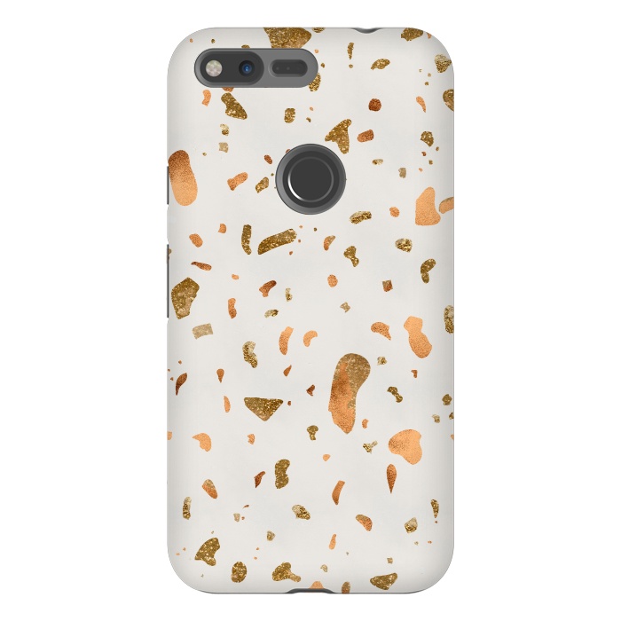 Pixel XL StrongFit Cream Terrazzo with gold and copper spots by  Utart
