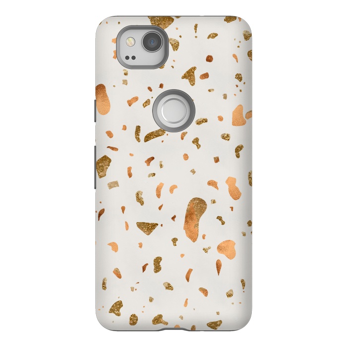 Pixel 2 StrongFit Cream Terrazzo with gold and copper spots by  Utart