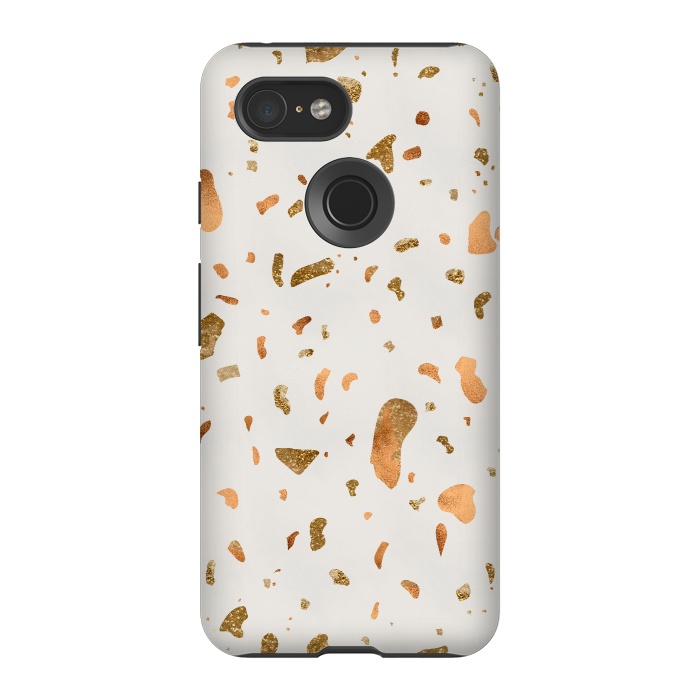 Pixel 3 StrongFit Cream Terrazzo with gold and copper spots by  Utart