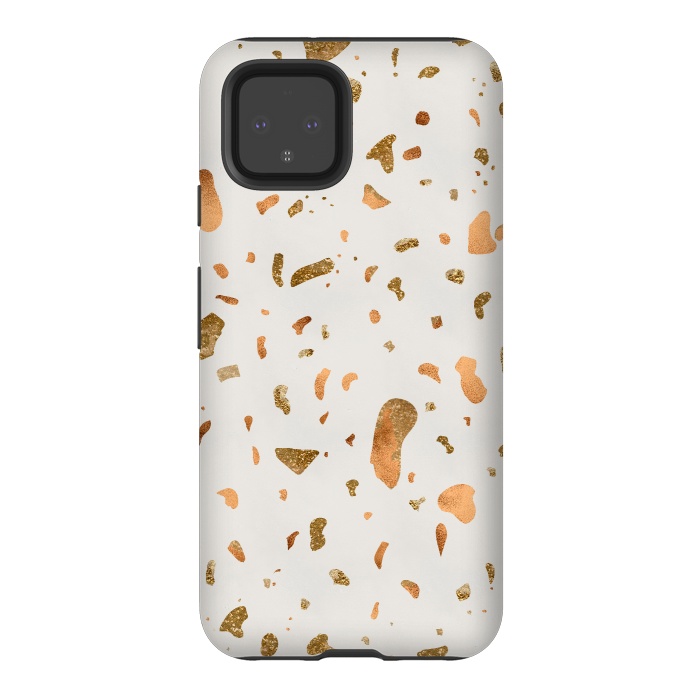 Pixel 4 StrongFit Cream Terrazzo with gold and copper spots by  Utart