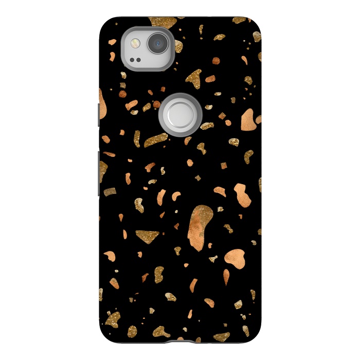 Pixel 2 StrongFit Black Terrazzo with gold and copper spots by  Utart