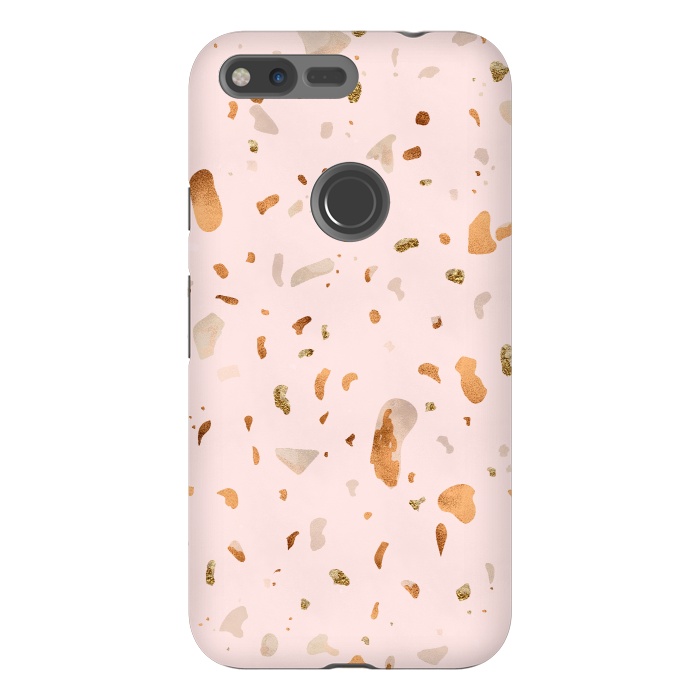 Pixel XL StrongFit Pink terrazzo with gold and copper spots by  Utart