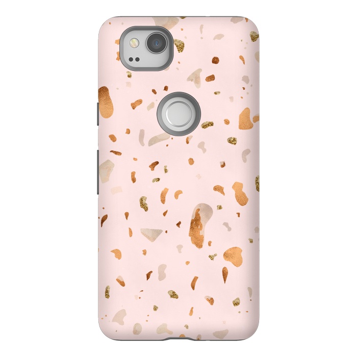 Pixel 2 StrongFit Pink terrazzo with gold and copper spots by  Utart