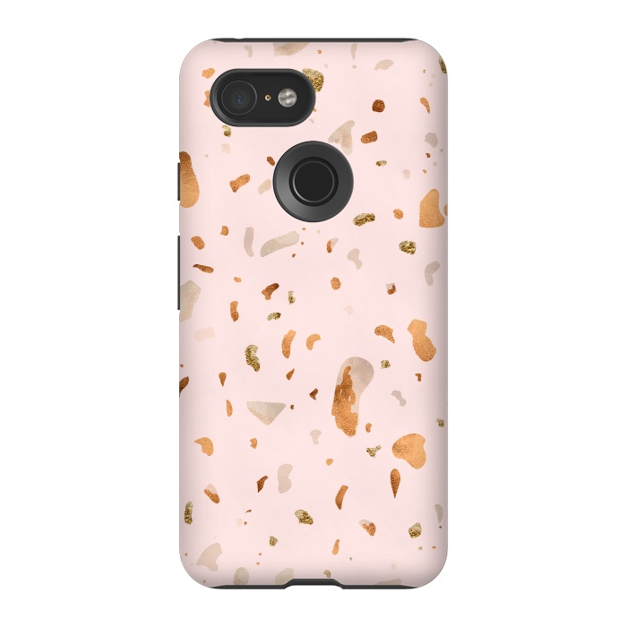 Pixel 3 StrongFit Pink terrazzo with gold and copper spots by  Utart