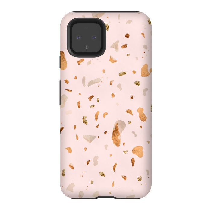 Pixel 4 StrongFit Pink terrazzo with gold and copper spots by  Utart