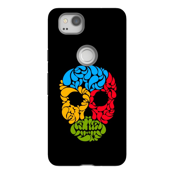 Pixel 2 StrongFit floral skull art by TMSarts