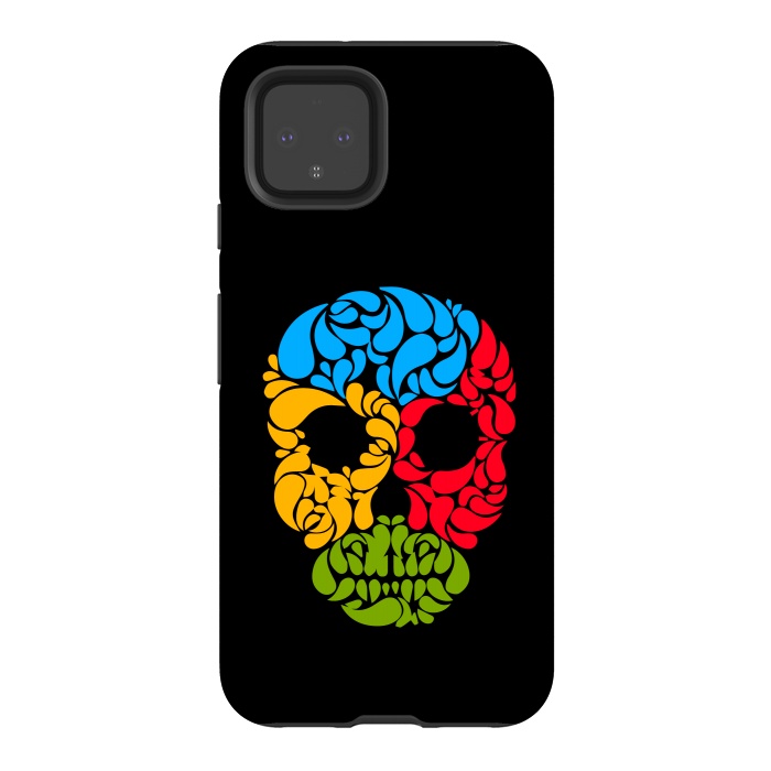 Pixel 4 StrongFit floral skull art by TMSarts