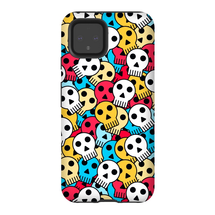 Pixel 4 StrongFit colorful halloween skulls by TMSarts