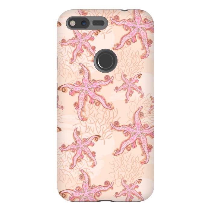Pixel XL StrongFit Starfish and Coral Pink Pastel by BluedarkArt