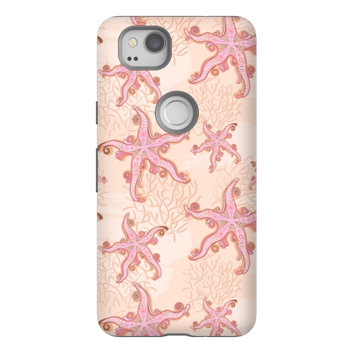 Pixel 2 StrongFit Starfish and Coral Pink Pastel by BluedarkArt